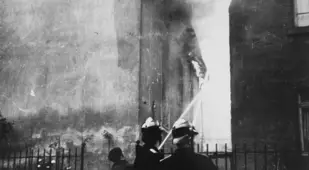 Synagogue Fire After Kristallnacht