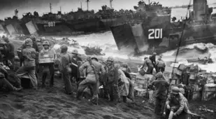 Marines Unloading Supplies