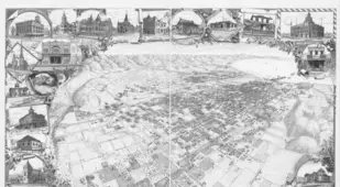 Illustrated Panoramic Maps Santa Barbara California 1898