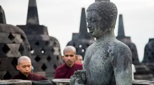 Monks And Buddha Statue