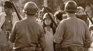 Young Woman Facing Police