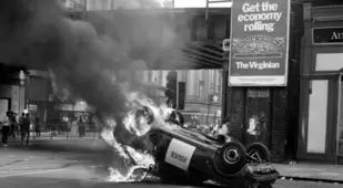 Police Car Burning During The Brixton Riots
