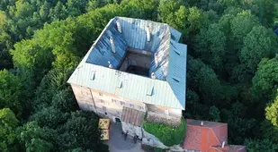Aerial Courtyard View Of Castle Houska