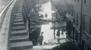 View Of Damage From Train Tracks
