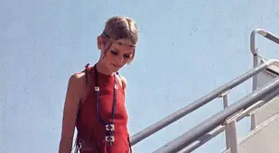 Twiggy In A Red Dress