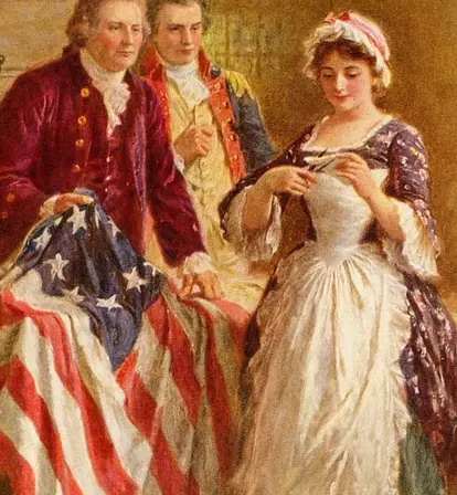 Painting Of Betsy Ross With Major Ross And George Washington
