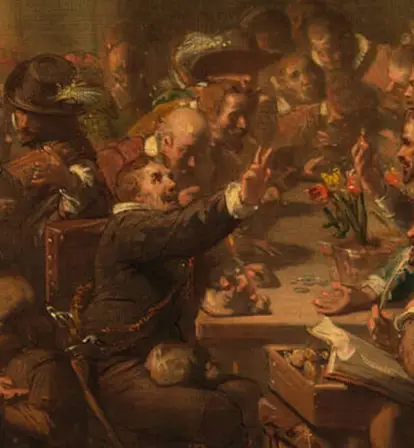 Painting Of Men Bidding For Tulips