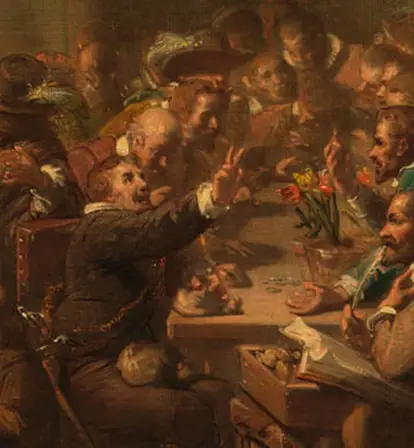 Painting Of Men Bidding For Tulips
