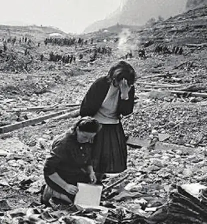 Women In Rubble Of Vajont Dam
