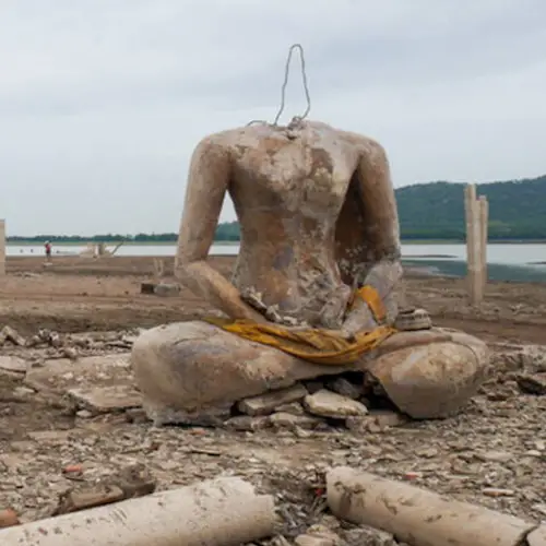 Thailand's Drought Reveals A Sunken Buddhist Temple Submerged For 20 Years