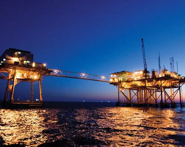 Oil Production Business Offshore Night