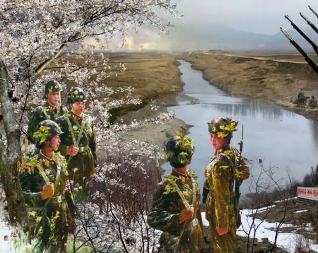 North Korea Soldiers Water