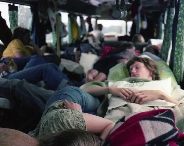 Hippies Sleeping In A Bus