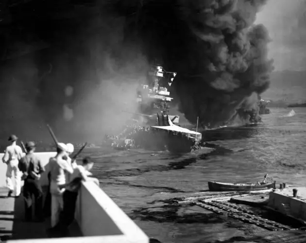 Smoke Coming From Sinking Battleship