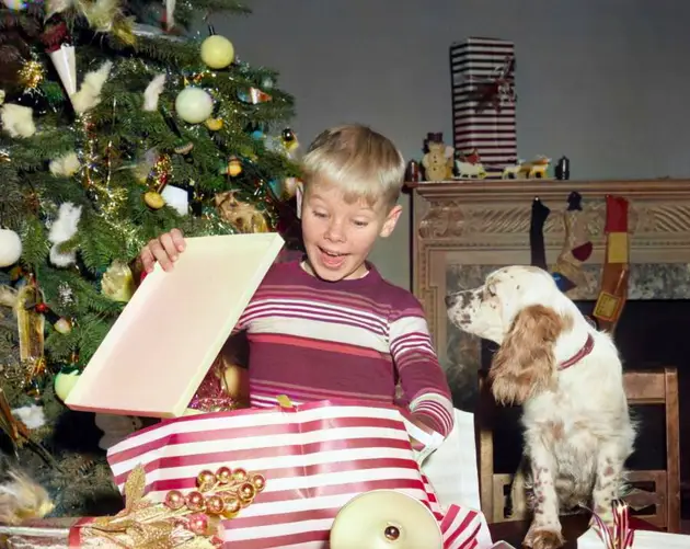 Boy Opening His Christmas Gift