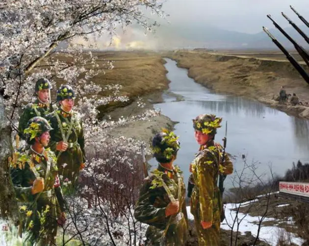 North Korea Soldiers Water