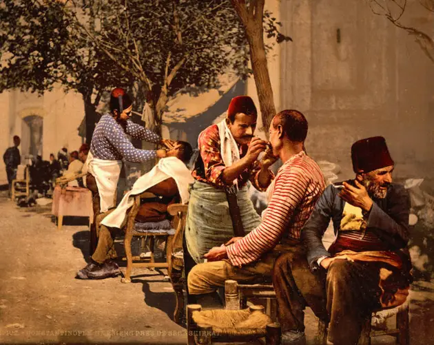 Photochrom Of Barbers In Constantinople