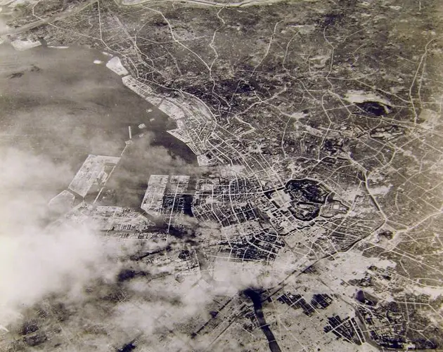 Aerial Air Force Photo Of Tokyo Bombing