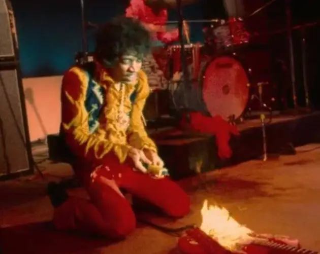 Hendrix Burns Guitar At Monterey