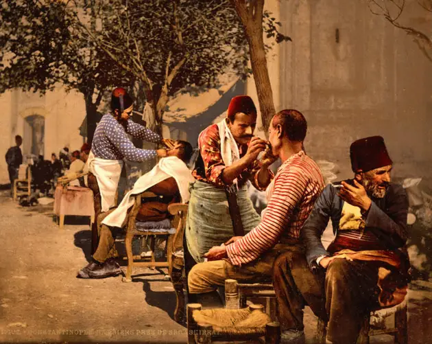 Photochrom Of Barbers In Constantinople