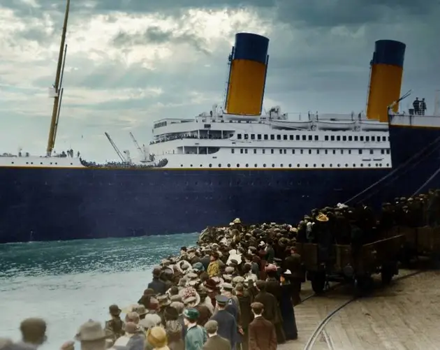 1912 Titanic Departure In Color