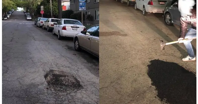 Anonymous Do-Gooders Are Going Around Oakland Fixing The City’s Potholes