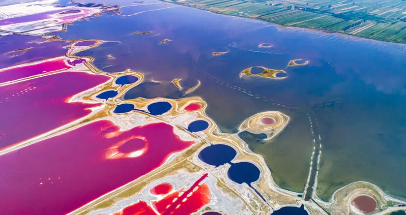 Yuncheng Salt Lake And Its Breathtaking Rainbow Of Colored Algae