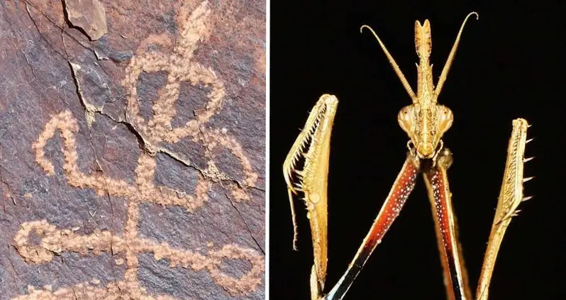 Prehistoric Rock Carving Of Half-Man Half-Mantis Figure Unearthed In Iran