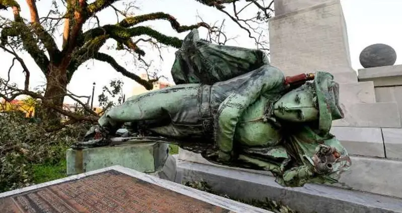 Louisiana Officials Voted To Keep This Confederate Monument — Then Hurricane Laura Destroyed It