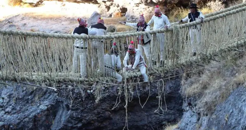 Peruvians Re-Weave 500-Year-Old Incan Bridge That Fell Into River During COVID-19