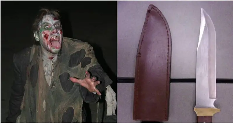 Haunted House Actor Trying To Scare Guests Accidentally Stabs One With A Knife