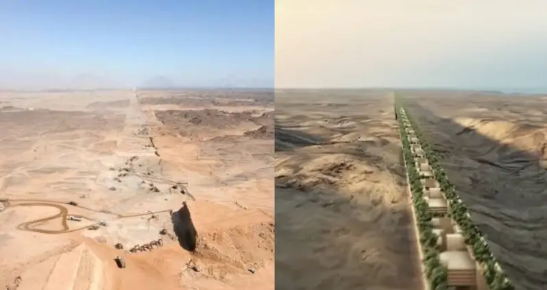 Drone Footage Suggests That Construction Has Begun At ‘The Line,’ Saudi Arabia’s Futuristic Desert City