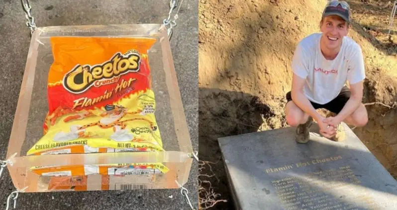 A TikTok Artist Built A Sarcophagus Meant To Be Opened In 10,000 Years — And Put Flamin’ Hot Cheetos Inside
