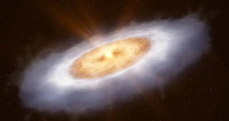 Astronomers Detect Water Molecules Swirling Around A Star 1,300 Light Years Away