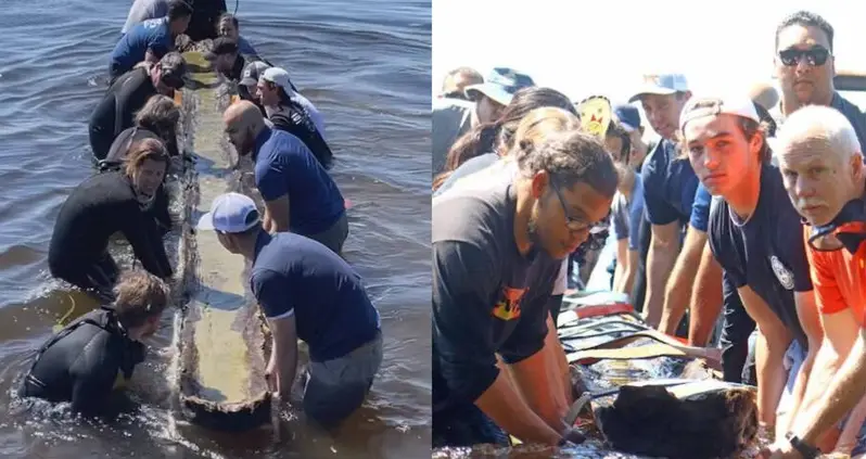 930-Year-Old Native American Canoe Pulled Out Of North Carolina Lake