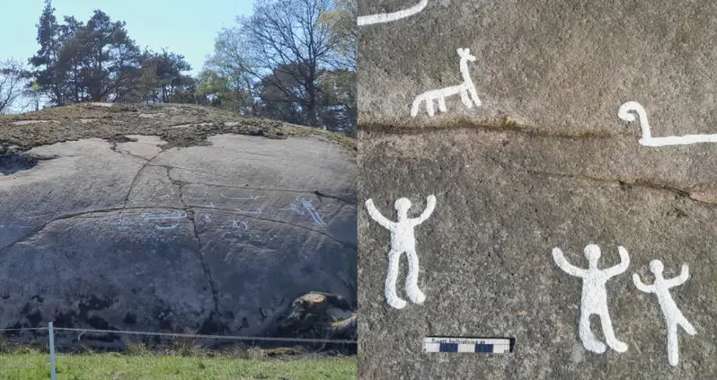 2,700-Year-Old Petroglyphs Depicting People, Ships, And Animals Discovered Under A Mossy Rock In Sweden