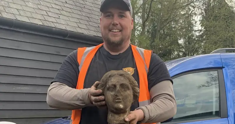 Construction Workers At A Historic British Estate Happen Upon A Statue Head From Ancient Rome