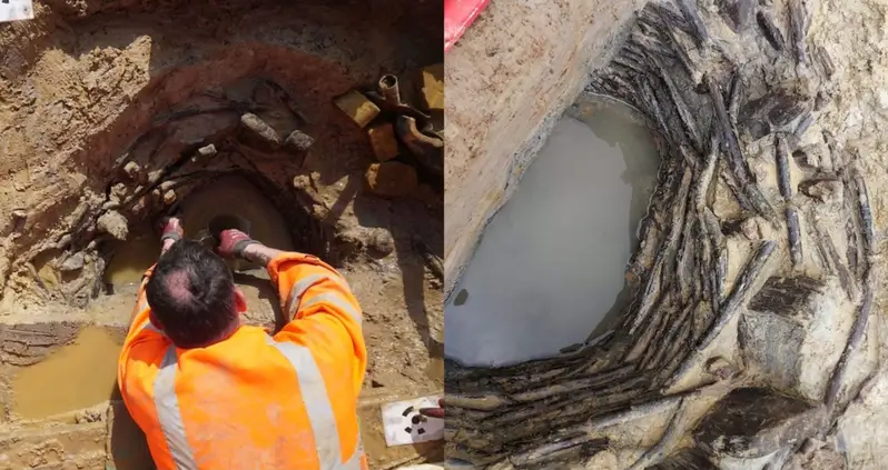 While Preparing For Road Construction In England, Workers Just Happened Upon A Wooden Well From The Bronze Age