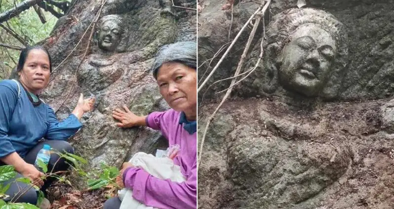 Mushroom Hunters Discover An Ancient Sculpture Of A Woman In A Thai Forest