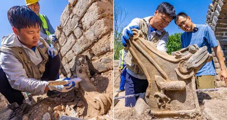 Archaeologists Just Uncovered A Rare Dragon Sculpture At The Great Wall Of China