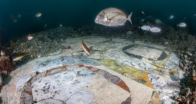 Stunning Marble Floor Of Sunken Roman Villa Restored Off The Coast Of Southern Italy