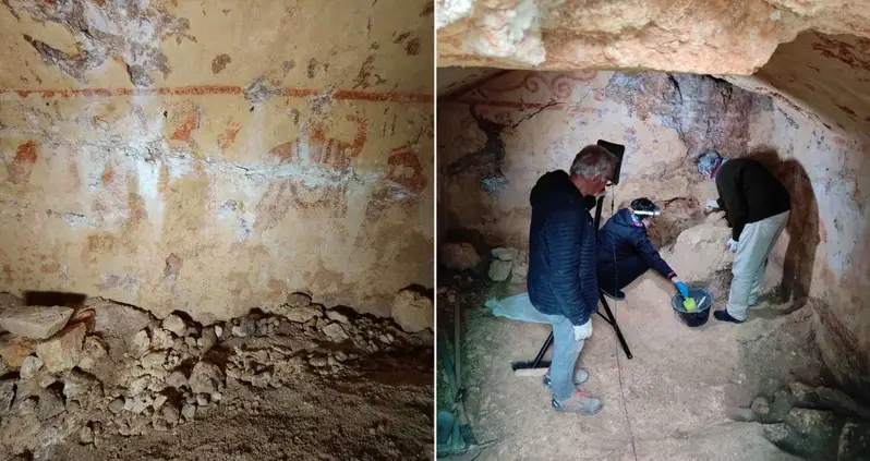 Archaeologists Uncover An Elaborately Painted Tomb At An Etruscan Necropolis In Italy