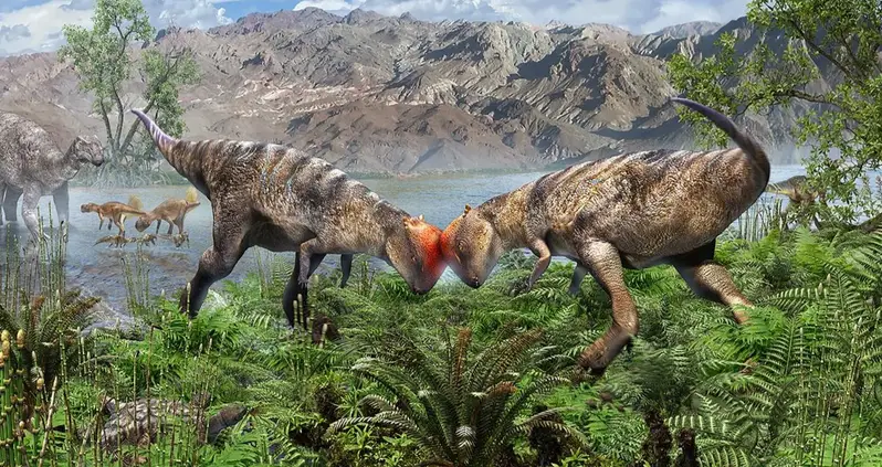 Paleontologists Discover The Fossilized Remains Of The Oldest Known Dome-Headed Dinosaur Sticking Out Of A Cliff In Mongolia