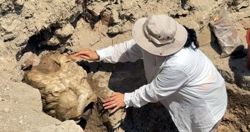 Archaeologists In Turkey Uncover A Spout Shaped Like A Lion’s Head At An Ancient Wine Workshop