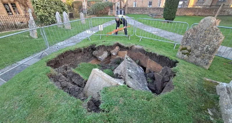 An 18th-Century Tomb Just Collapsed In An English Churchyard — And Revealed A Mysterious Crypt Hidden Underneath