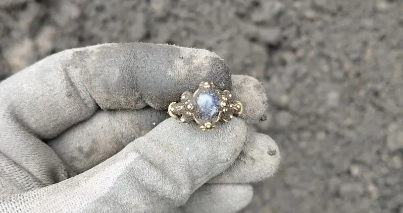 Medieval Ring Made Of Gold Accidentally Uncovered During A Drainage Project In The Center Of A City In Norway