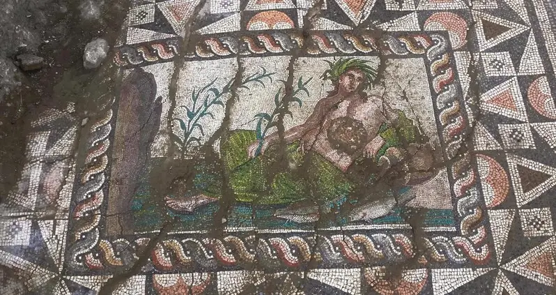 An 1,800-Year-Old Roman Mosaic Depicting A River God Surrounded By Fish And Reeds Was Just Unearthed In Turkey