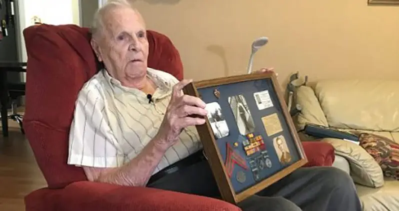 Blinded At Iwo Jima, 92-Year-Old Marine Shoved To The Ground Trying To Protect American Flag