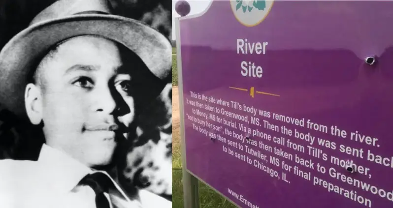 Emmett Till’s Memorial Sign Defaced With Bullets Just 35 Days After Being Replaced