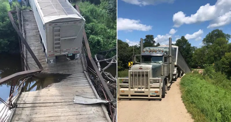 Bean-Carrying Truck Overloads And Collapses Historic 113-Year-Old Bridge